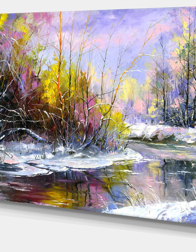 Designq Autumn River - Landscape Canvas Art Print