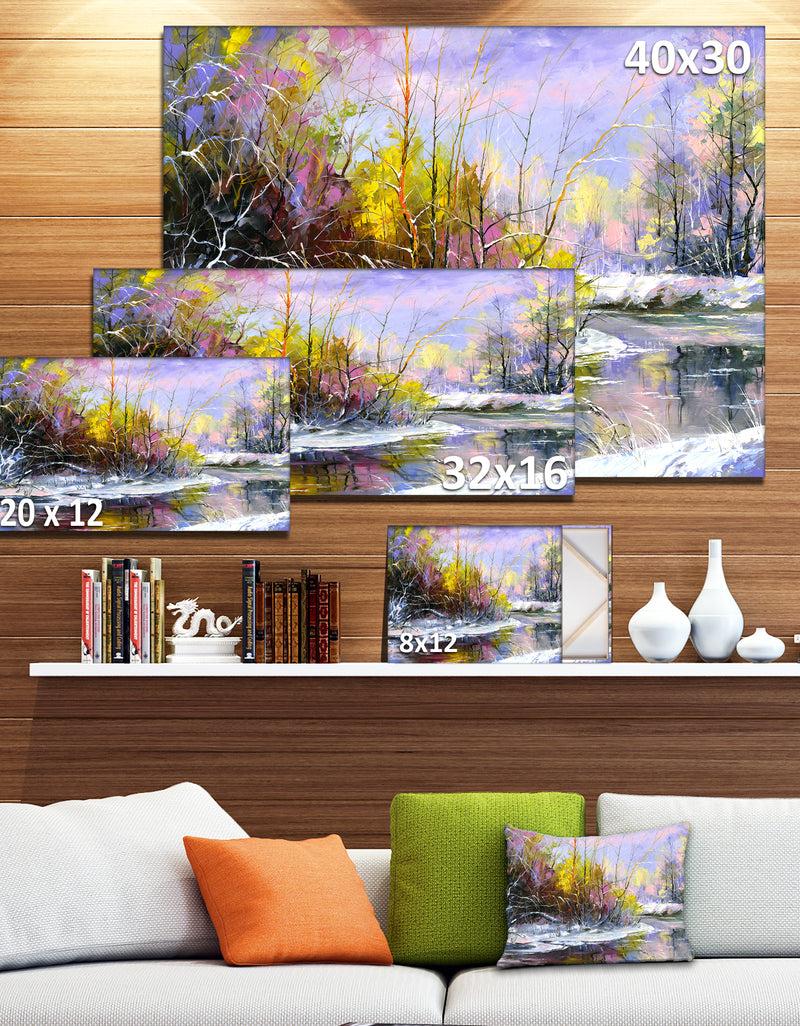 Designq Autumn River - Landscape Canvas Art Print