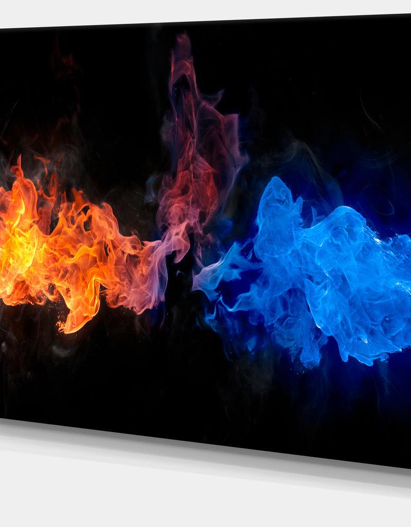 Designq Blue And Red Fire Contemporary Artwork