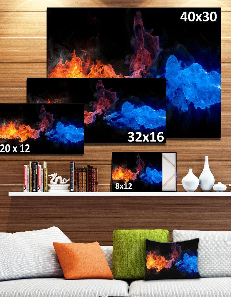 Designq Blue And Red Fire Contemporary Artwork