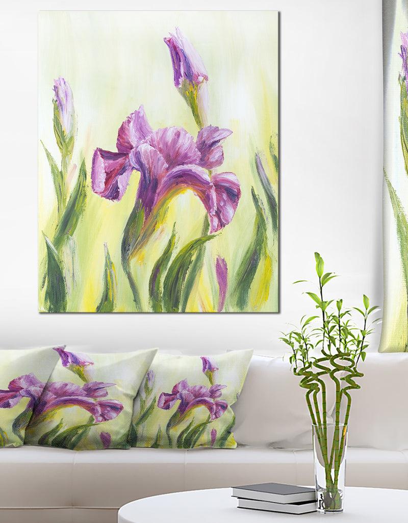 designq Dancing Irises - Floral Canvas Art Print