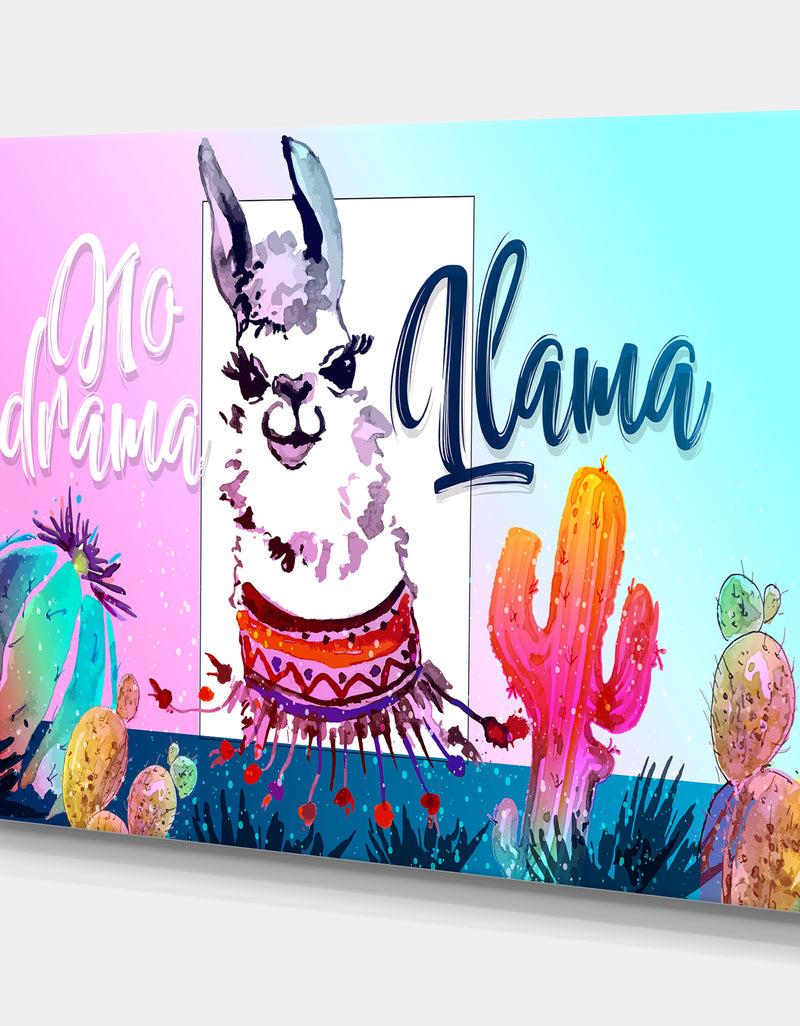 Designq No Drama Llama - Cottage Canvas Wall Art