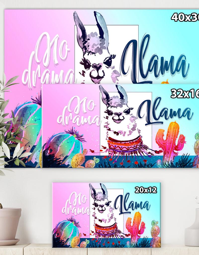 Designq No Drama Llama - Cottage Canvas Wall Art