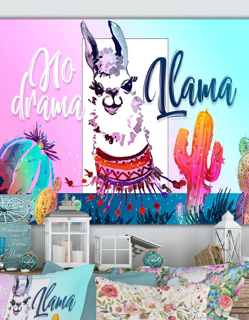 designq No drama Llama - Cottage Canvas Wall Art