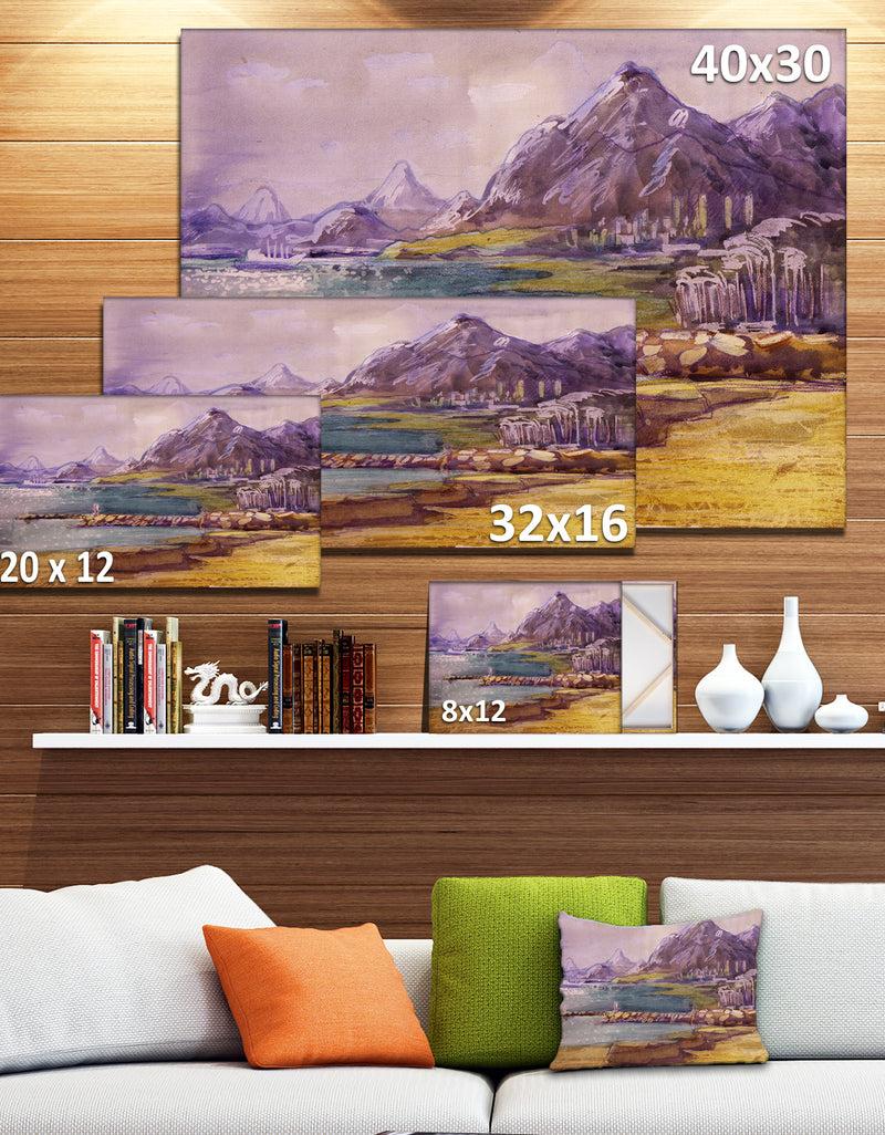 Designq Purple Hills - Landscape Canvas Art Print