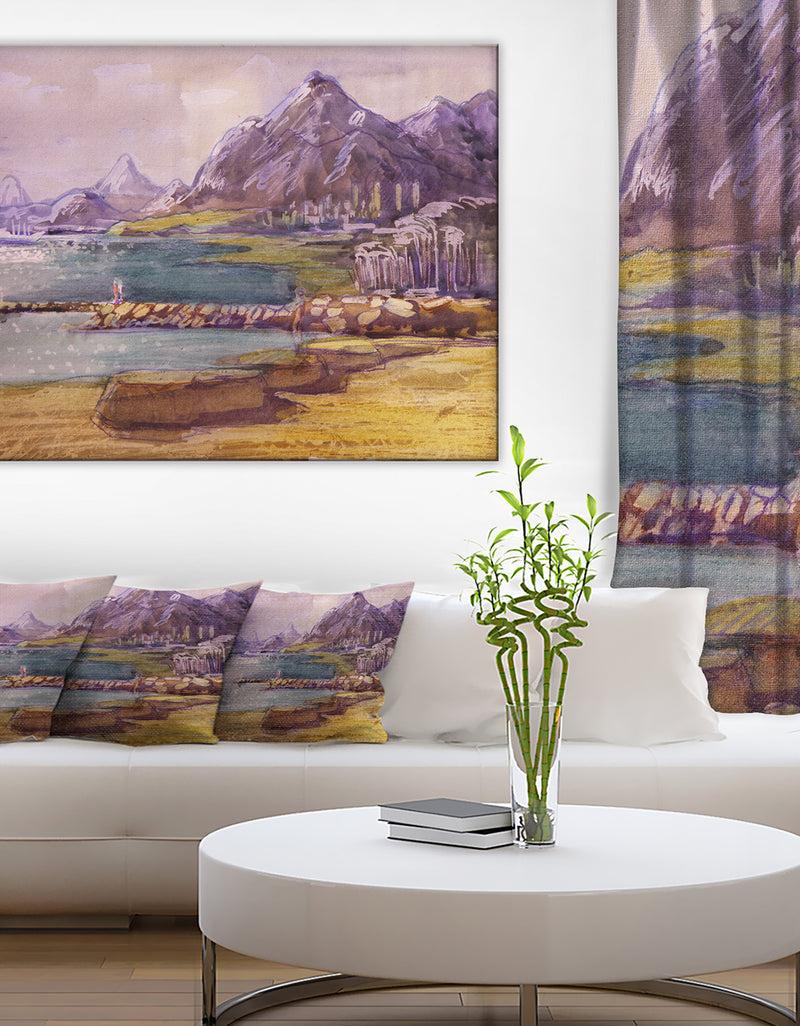 designq Purple Hills - Landscape Canvas Art Print
