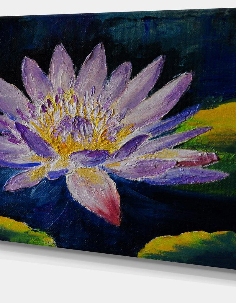 Designq Purple Lotus Flower - Floral Canvas Print