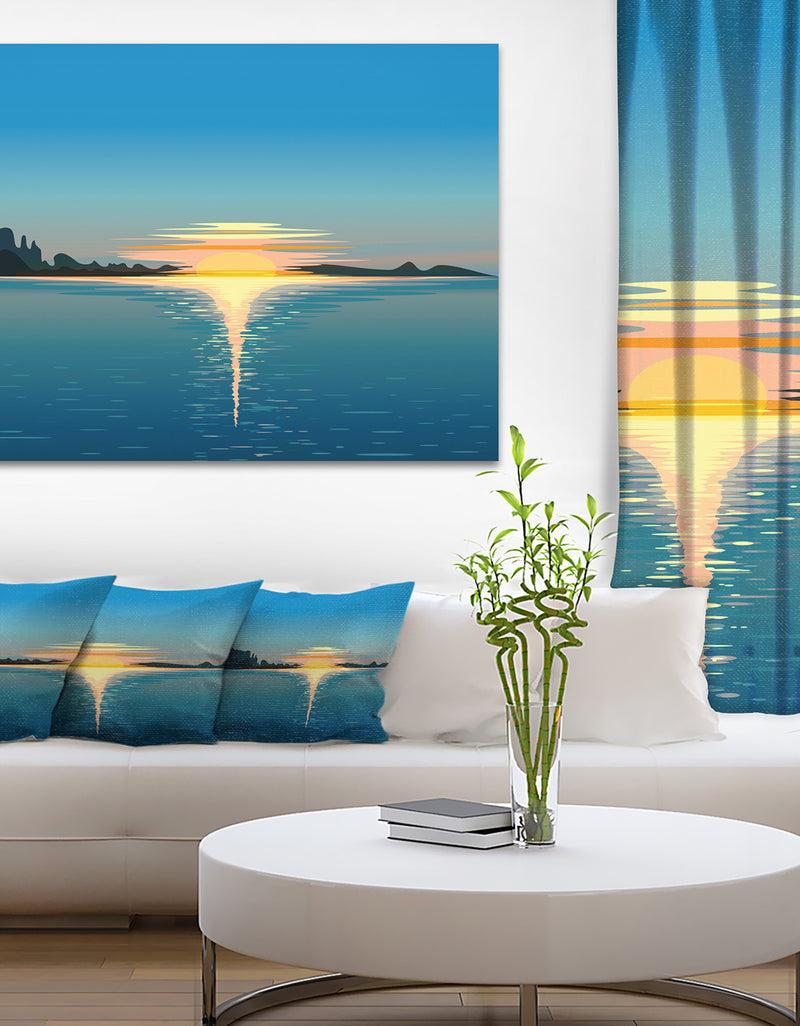 designq Sea Sinking Sun - Seascape Art Canvas Print