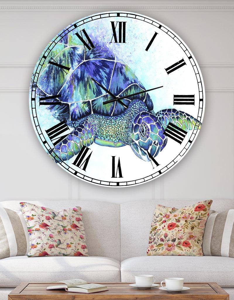 designq Sea Turtle - Oversized Cottage Wall Clock