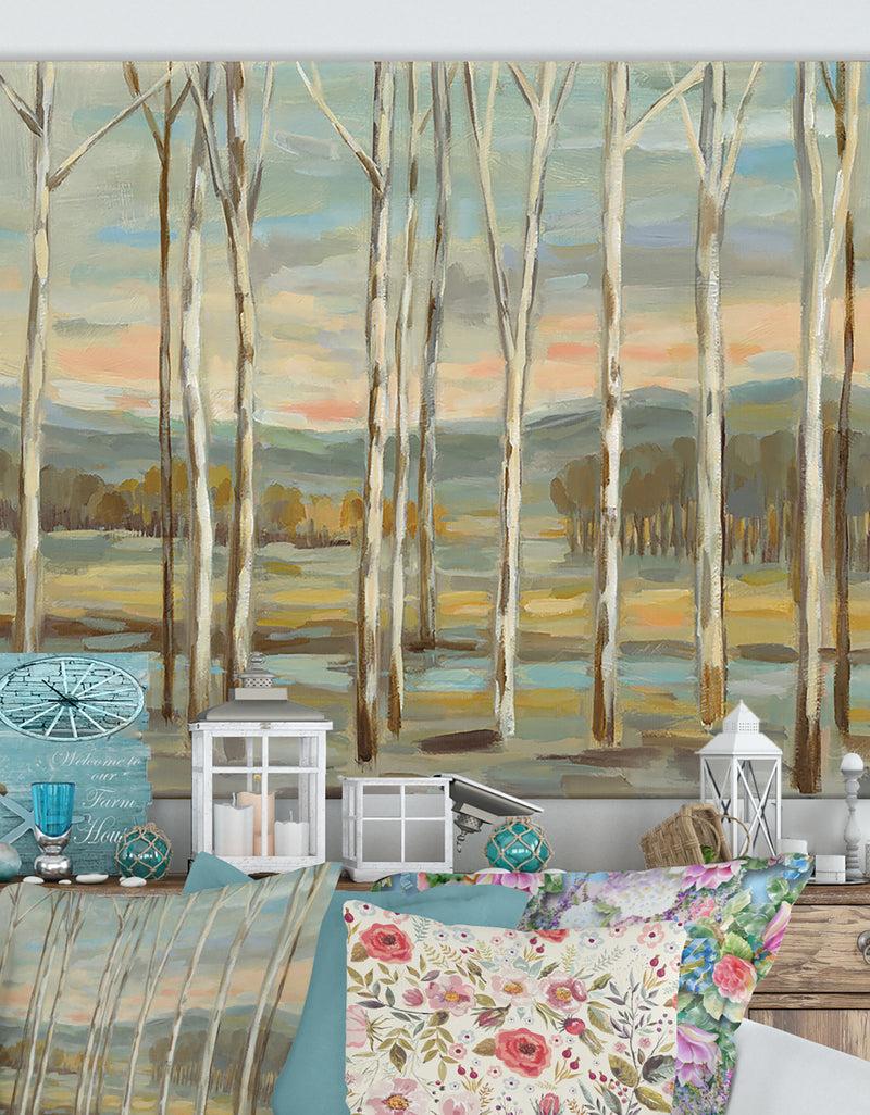 designq Silver Forest - Cottage Canvas Wall Art