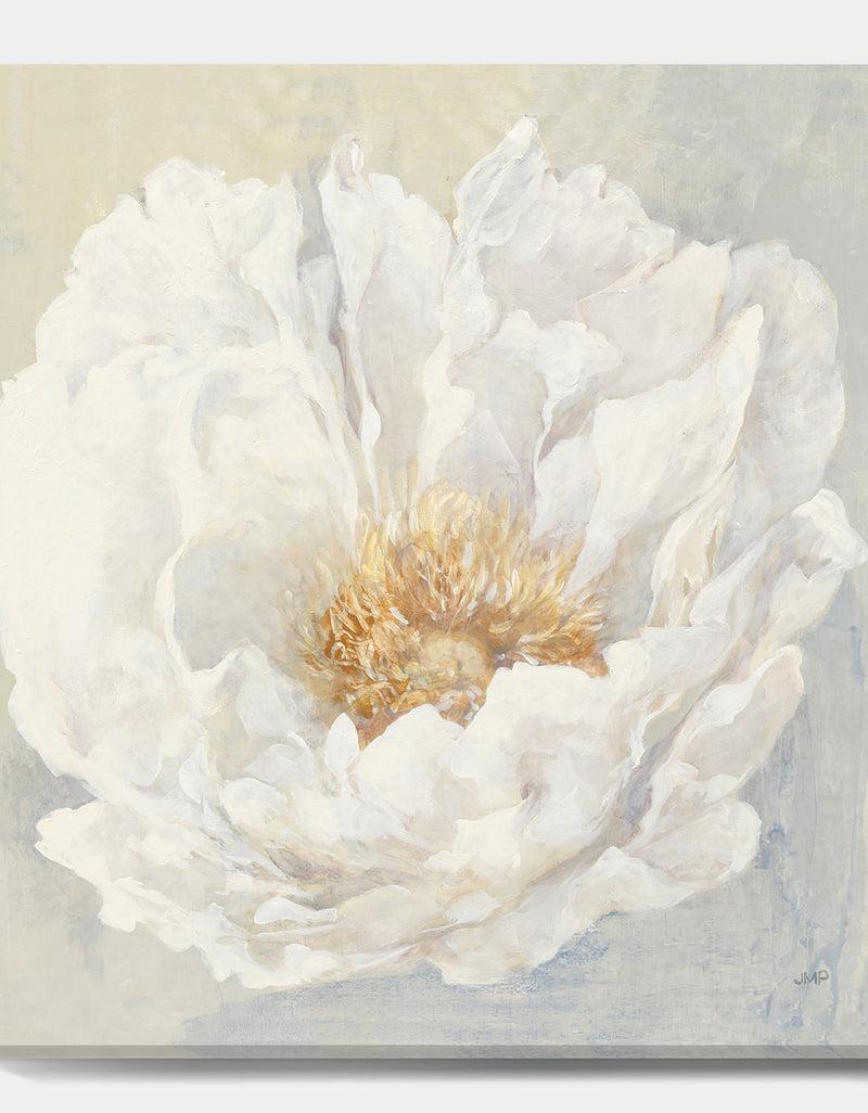 Designq White Serene Peony - Cottage Canvas Artwork