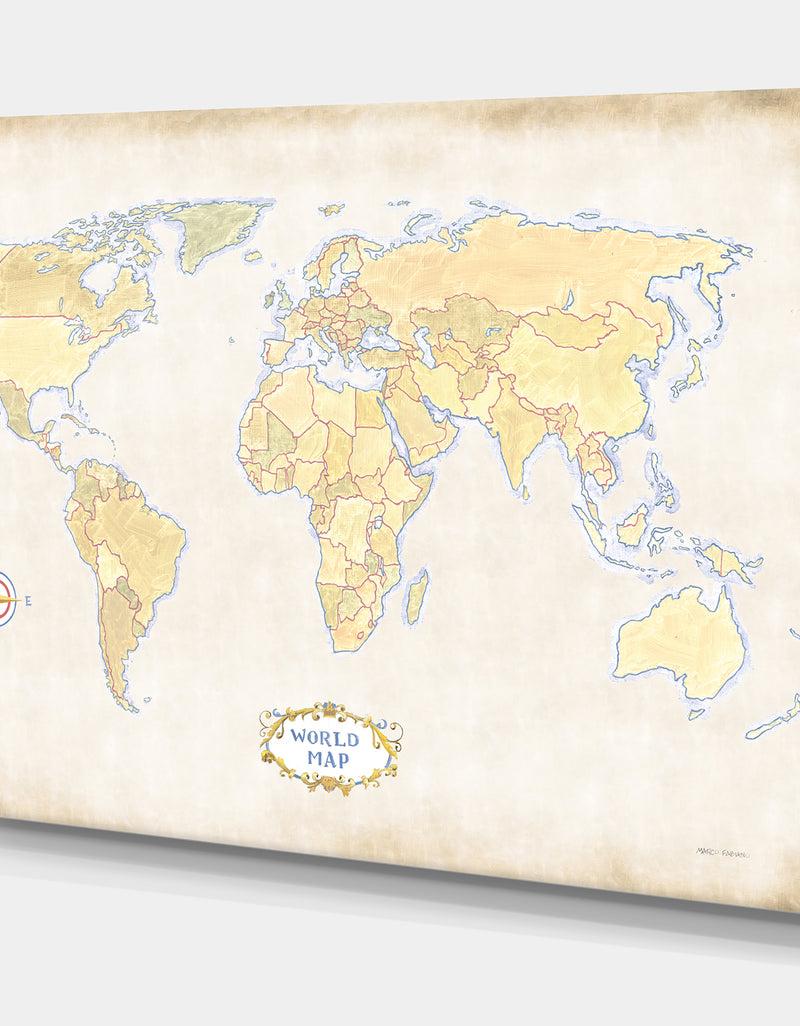 Designq World Trekker I Crop - Map Canvas Artwork