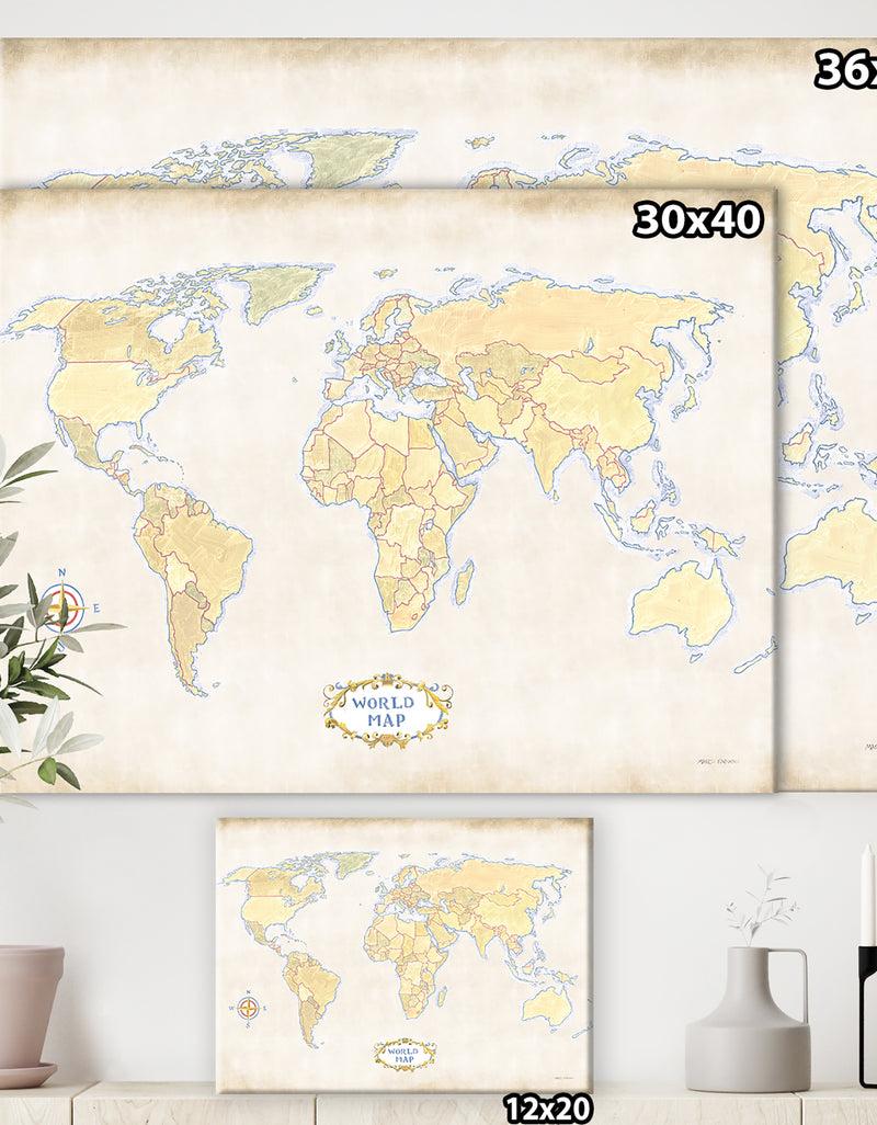 Designq World Trekker I Crop - Map Canvas Artwork
