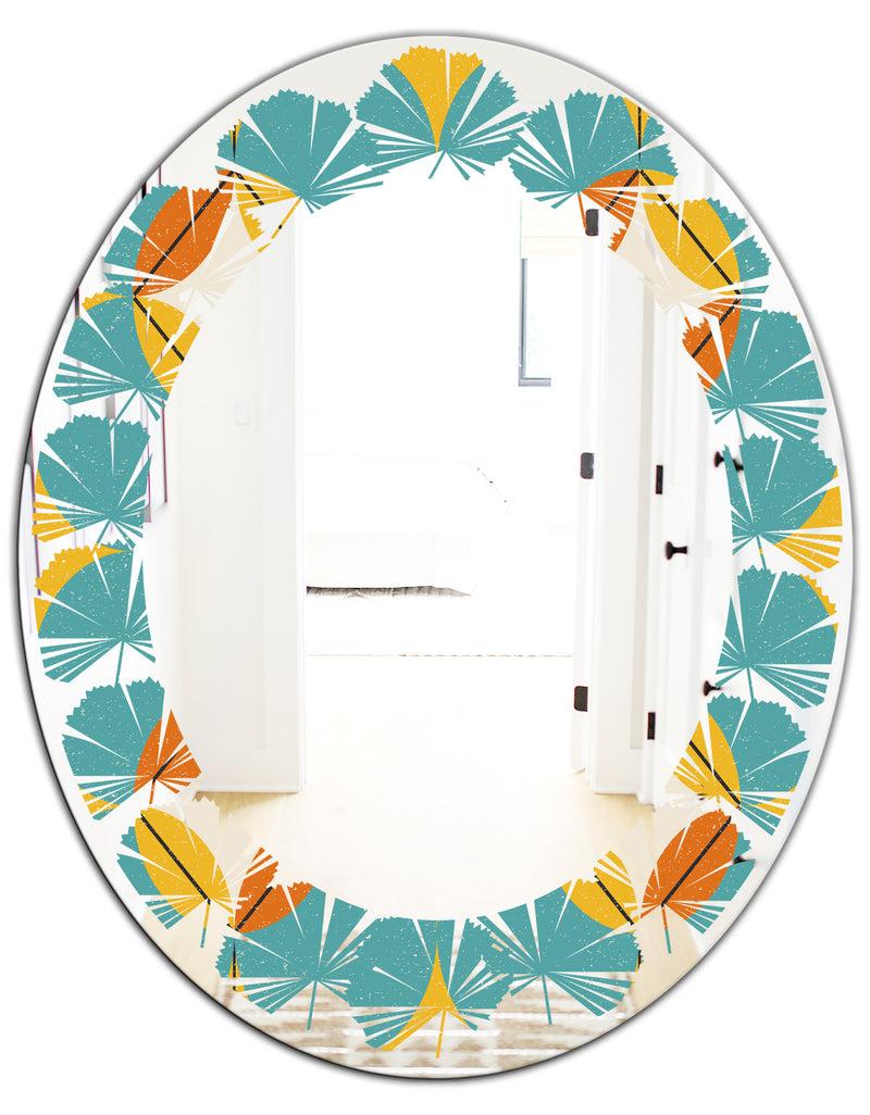 Designq Diamond Retro IV - Cottage Round Or Oval Wall Mirror - Leaves