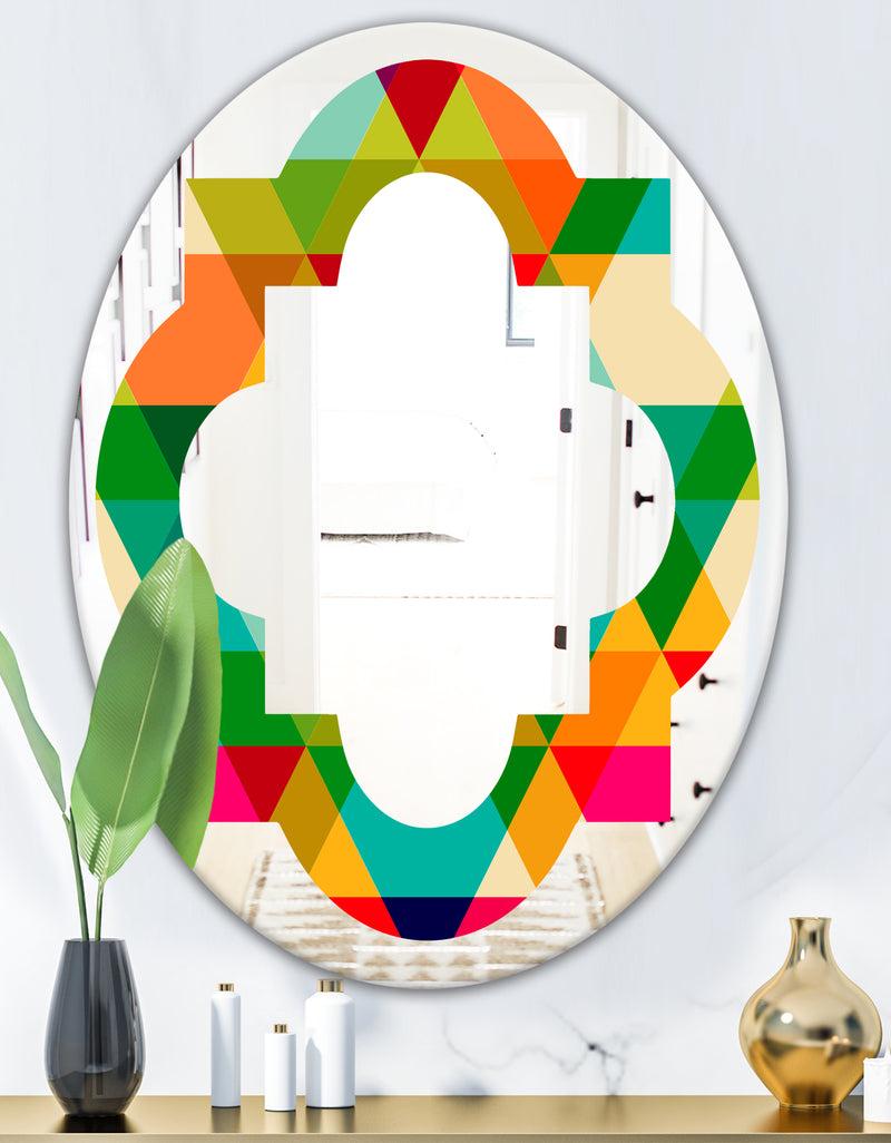 Designq Diamond Retro IX - Modern Round Or Oval Wall Mirror - Quatrefoil