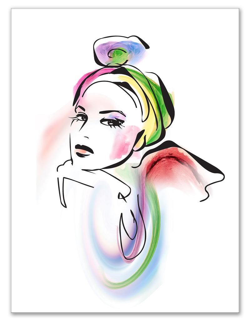 Designq Drawing Portrait Of Woman - Digital Canvas Art Print