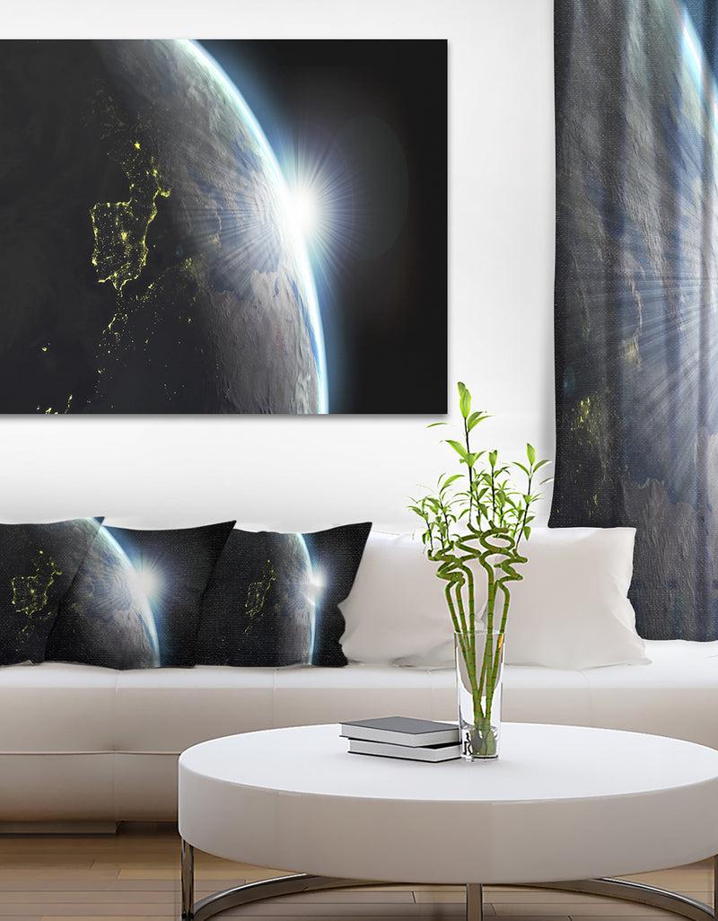 designq Earth View with Day and Night Effect - Digital Art Canvas Print