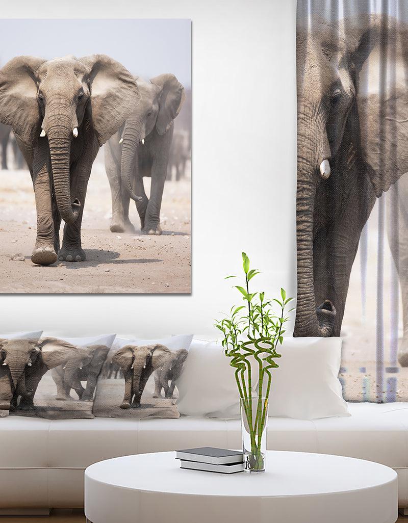 designq Elephant Herd - Africa Animals Photography on Wrapped Canvas