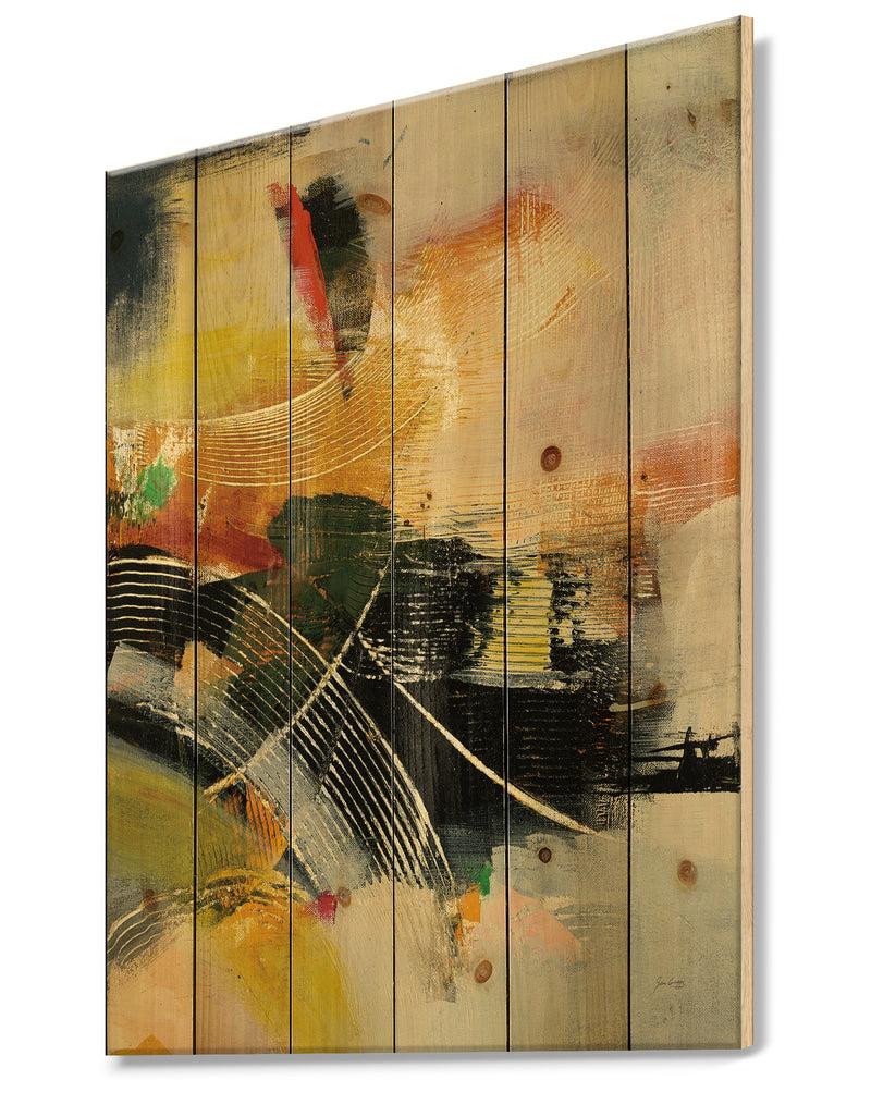 Designq End Of The Orange Rainbow I - Modern & Contemporary Print On Natural Pine Wood