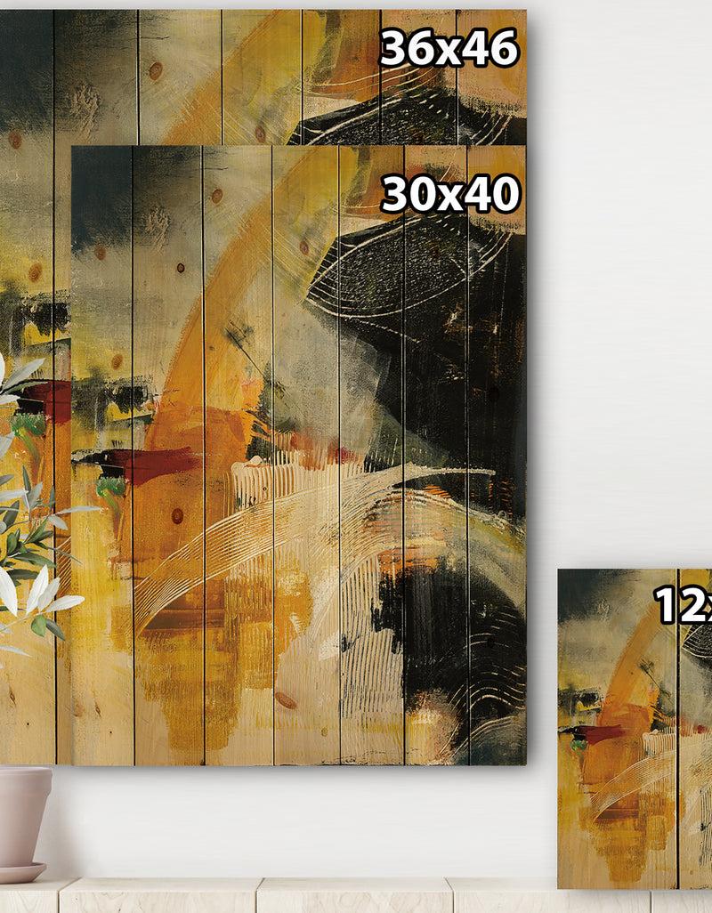 Designq End Of The Orange Rainbow II - Modern & Contemporary Print On Natural Pine Wood