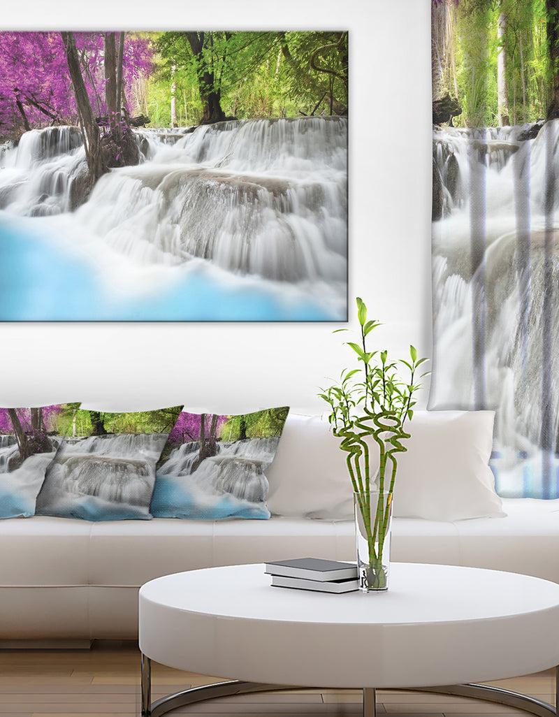 designq Erawan Waterfall Photography Canvas Art Print