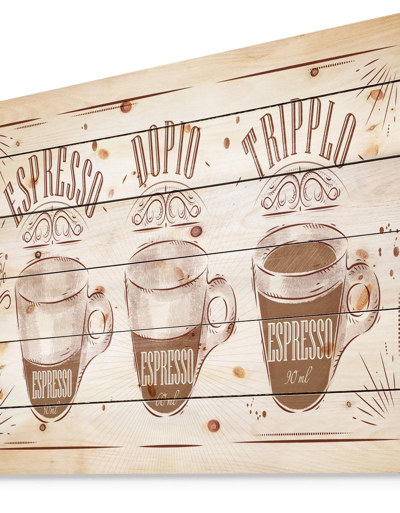 Designq Espresso Kraf Brown - Art Print On Natural Pine Wood