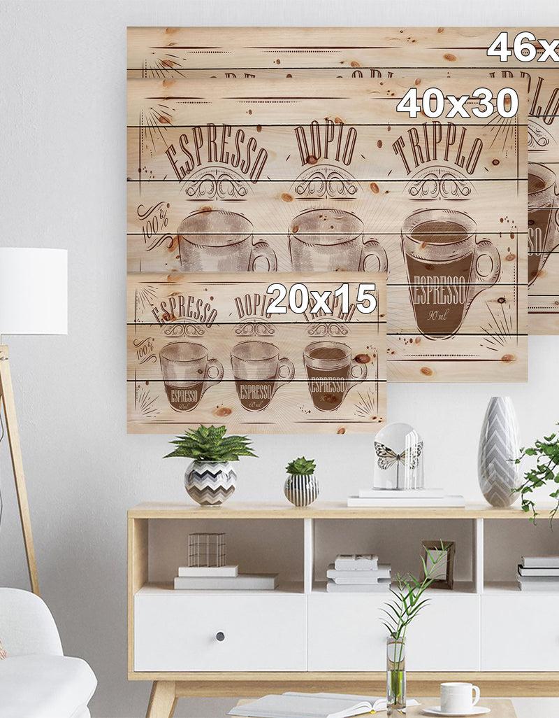 Designq Espresso Kraf Brown - Art Print On Natural Pine Wood
