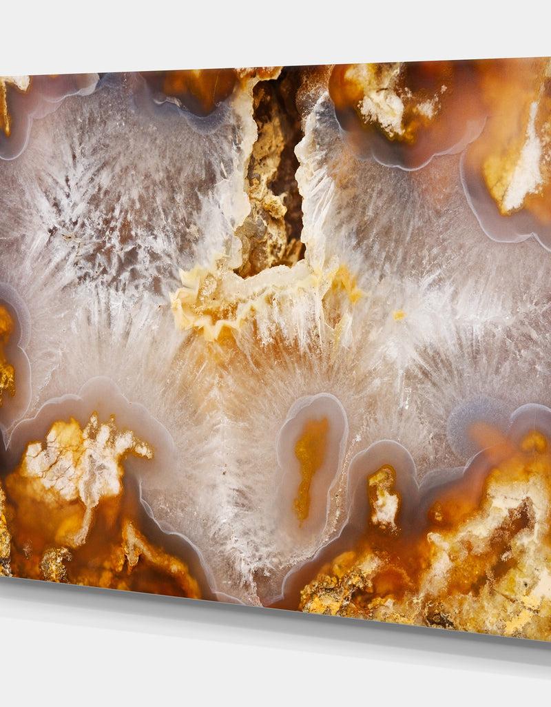 Designq Europian Brown Agate With Crystals - Stone Photographic On Wrapped Canvas