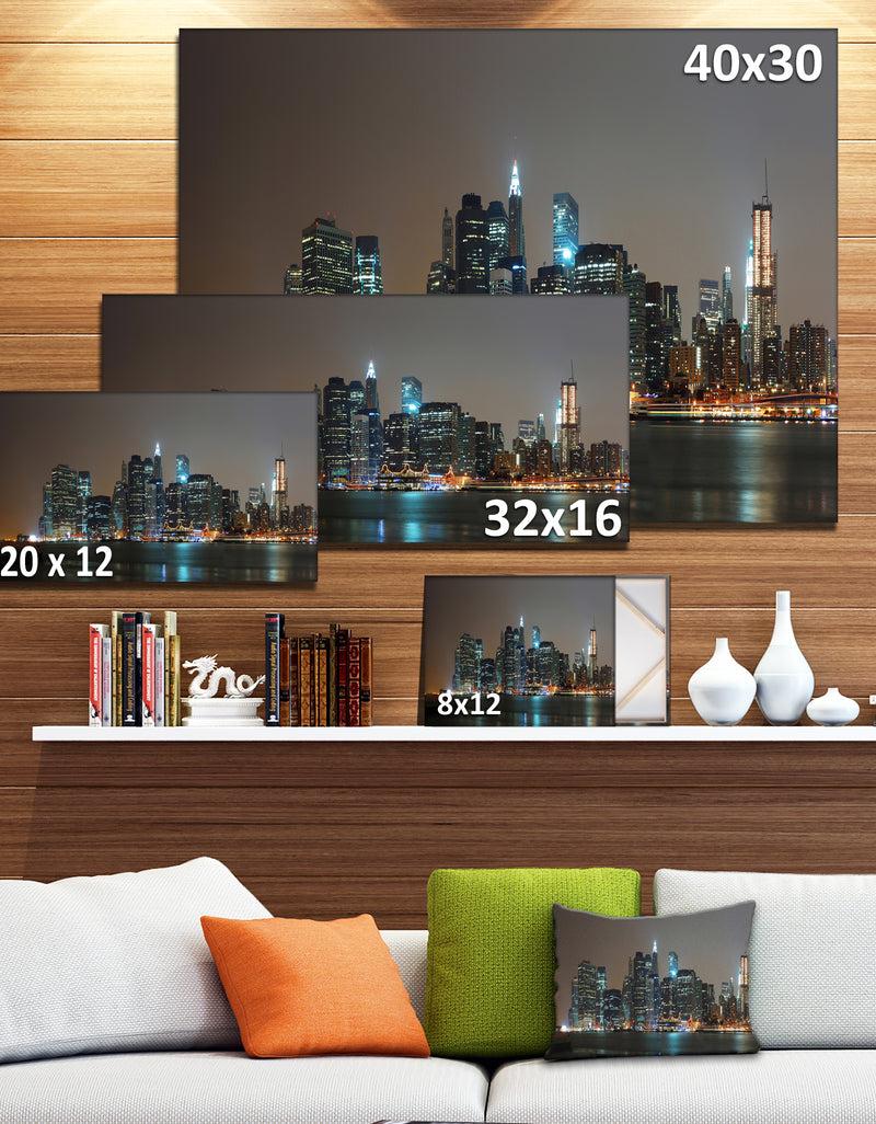 Designq Evening New York Panorama - Cityscape Canvas Wall Art