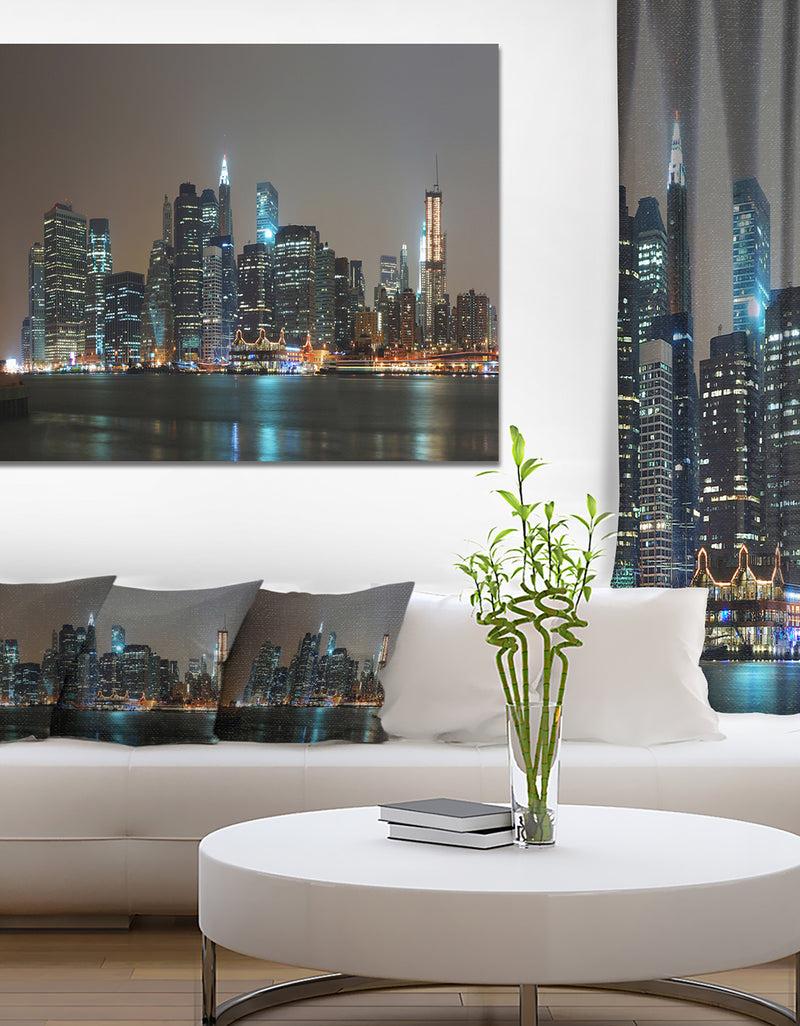 designq Evening New York Panorama - Cityscape Canvas Wall Art