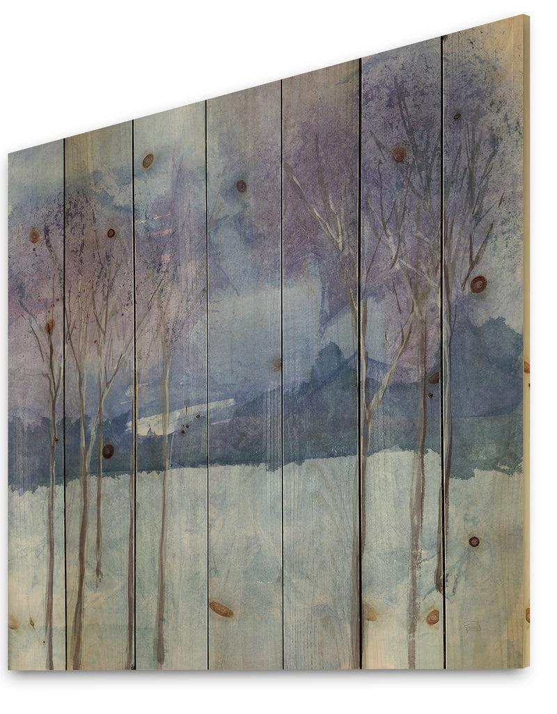 Designq Evening Serenade II - Traditional Landscape Print On Natural Pine Wood