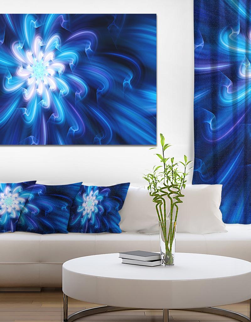 designq Exotic Blue Flower Dance of Petals - Extra Large Floral Canvas Art Print