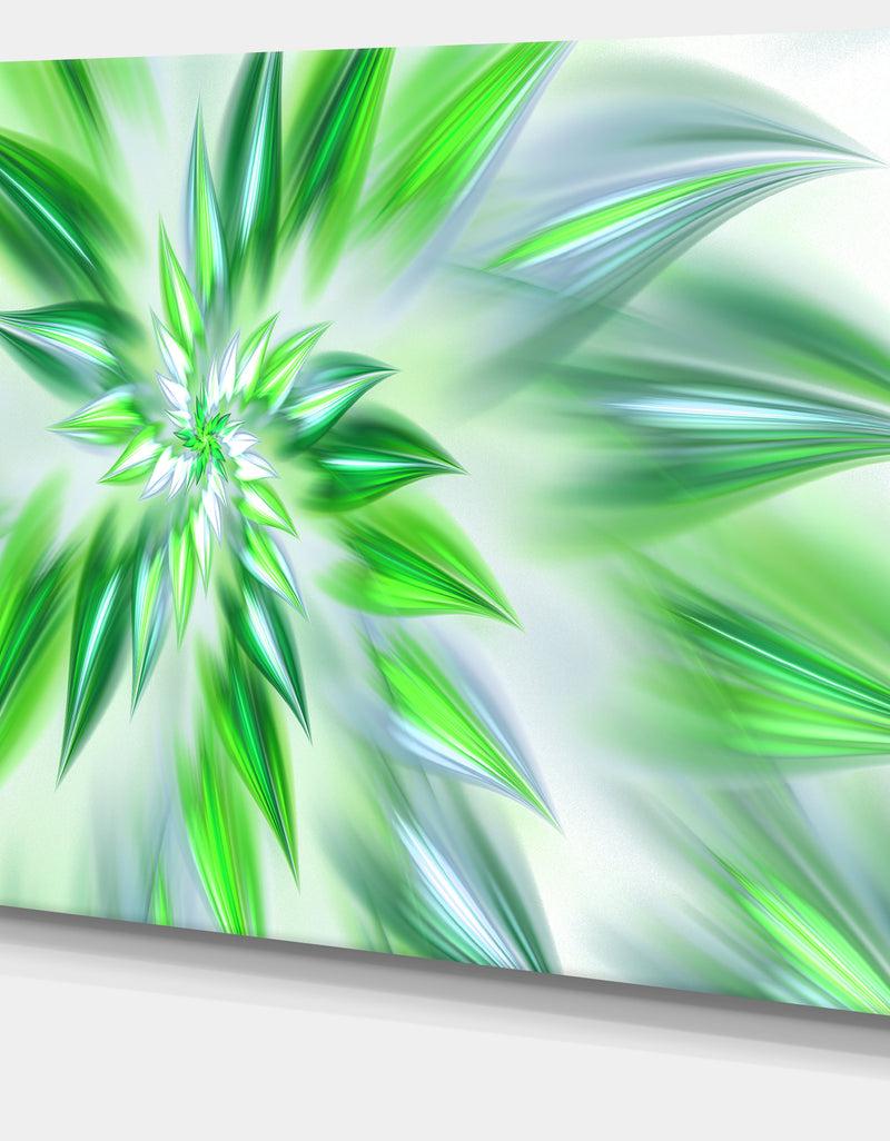 Designq Exotic Dance Of Green Petals - Extra Large Floral Canvas Art Print