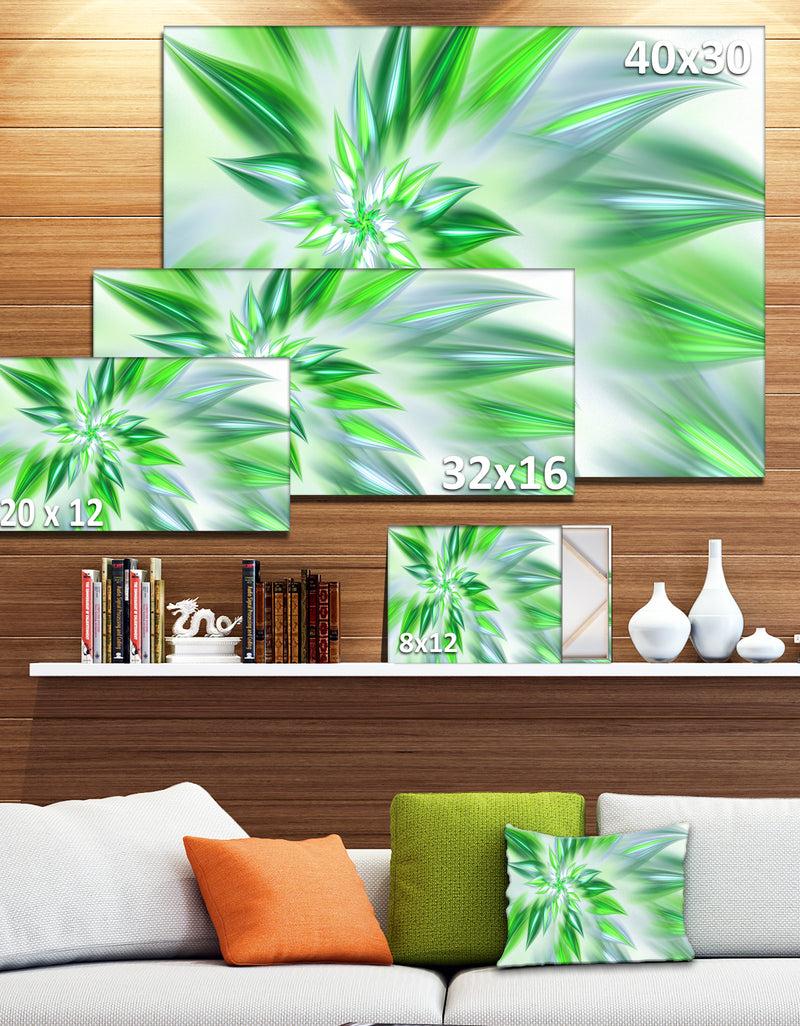 Designq Exotic Dance Of Green Petals - Extra Large Floral Canvas Art Print