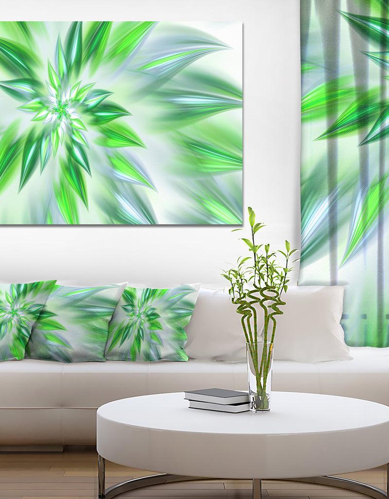 designq Exotic Dance of Green Petals - Extra Large Floral Canvas Art Print