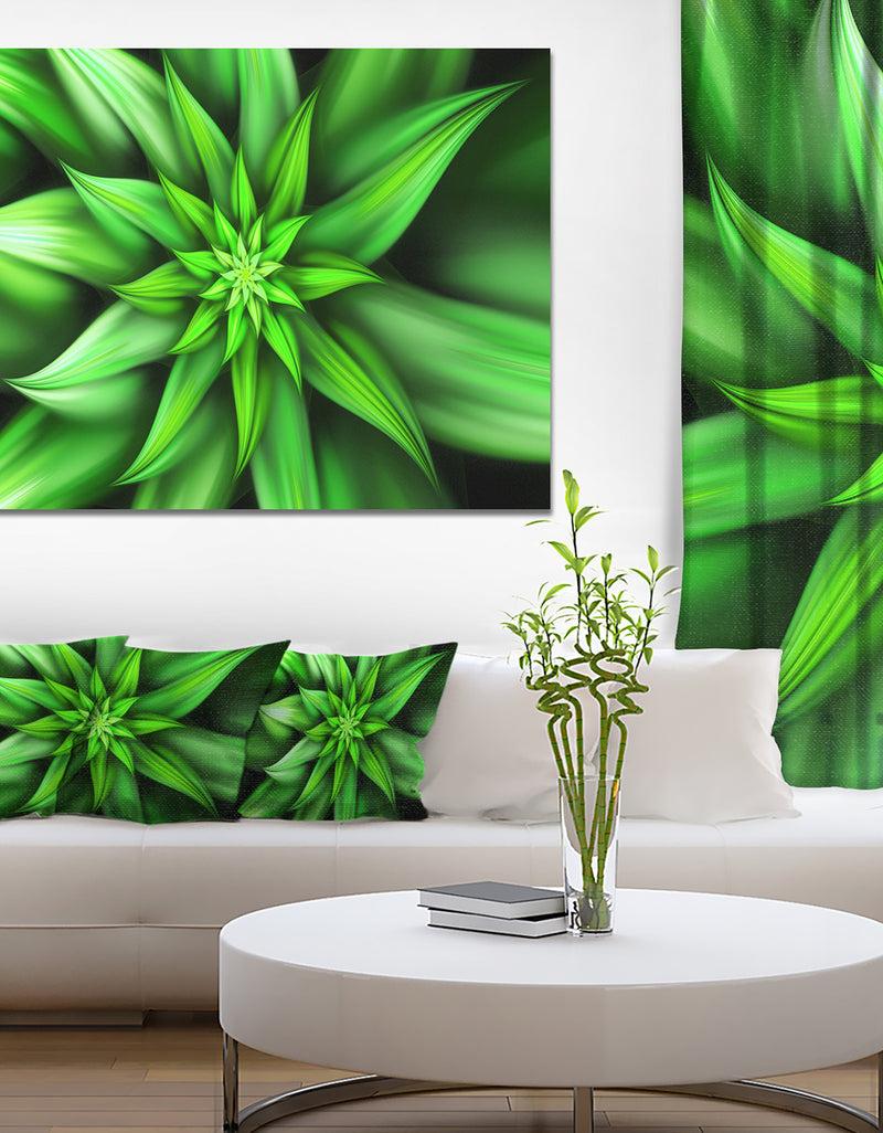 designq Exotic Green Flower Petals - Extra Large Floral Wall Art on Canvas