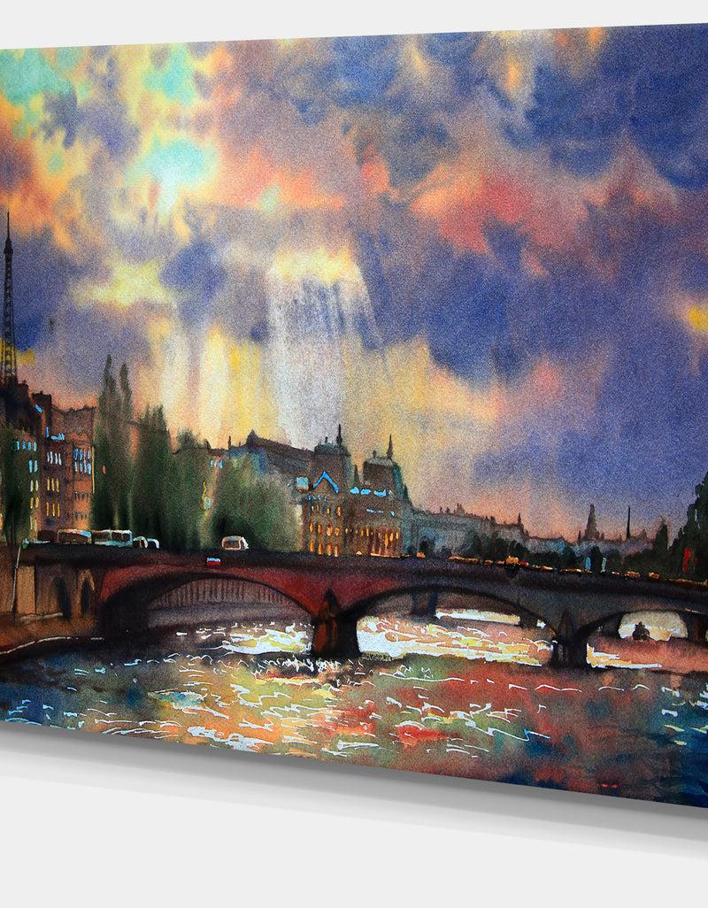 Designq Fabulous Paris City Watercolor - Large Photography Canvas Art