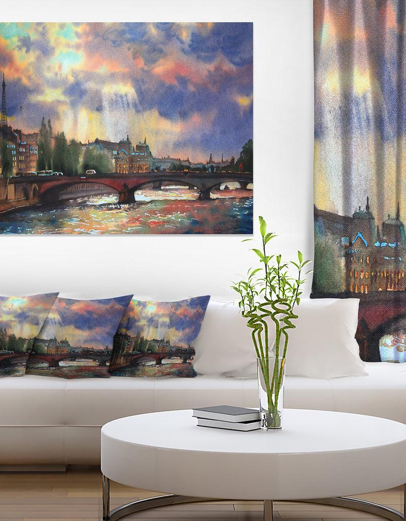 designq Fabulous Paris City Watercolor - Large Photography Canvas Art