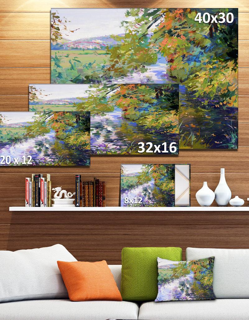 Designq Fall In Amazing Colors - Landscape Painting Canvas Print