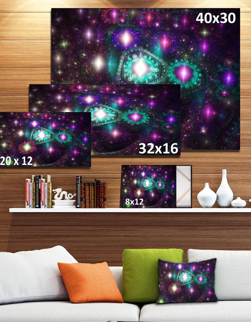 Designq Far Bright Colorful Space Galaxy - Extra Large Abstract Canvas Art Print