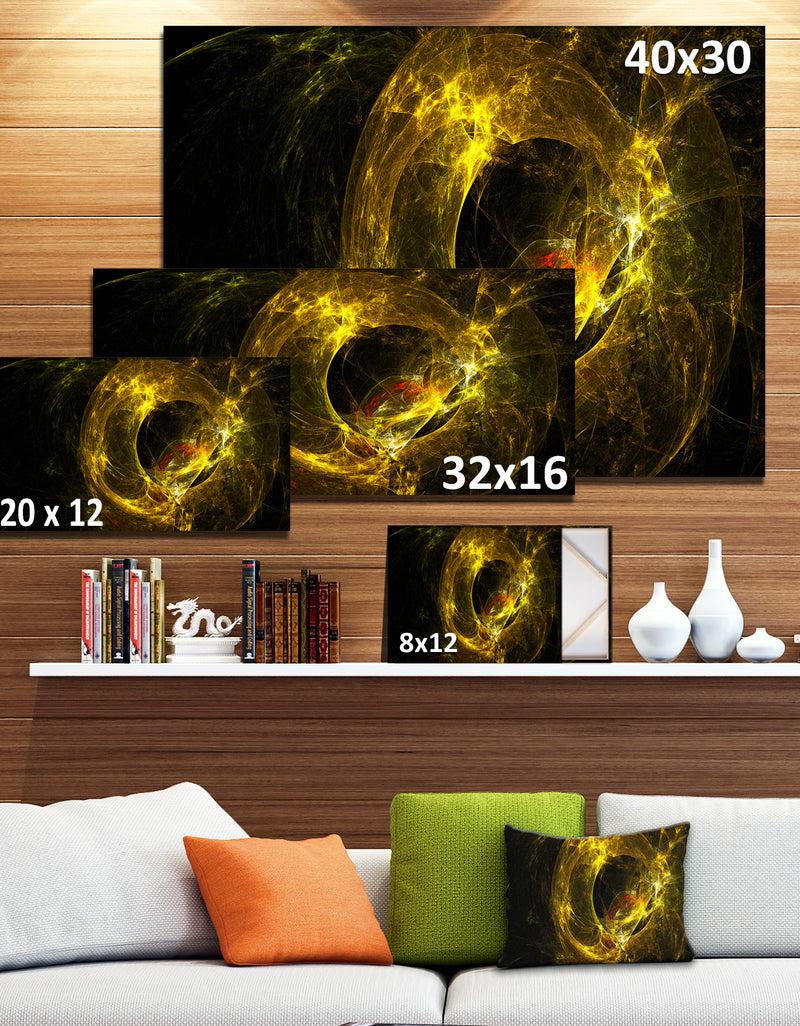Designq Far Spherical Galaxy Golden - Abstract Digital Art Canvas Print
