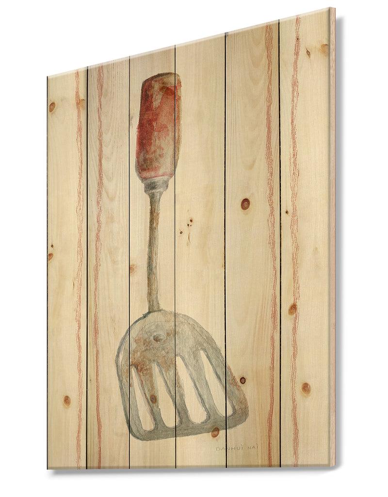 Designq Farm Kitchen I - Kitchen Print On Natural Pine Wood