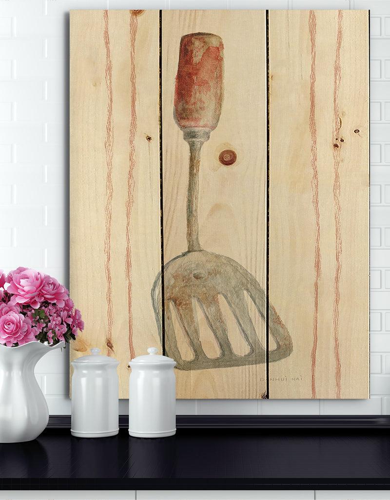 designq Farm Kitchen I - Kitchen Print on Natural Pine Wood