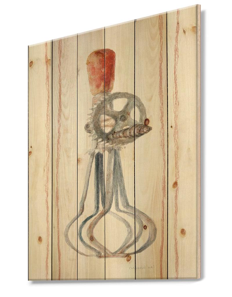 Designq Farm Kitchen II - Kitchen Print On Natural Pine Wood