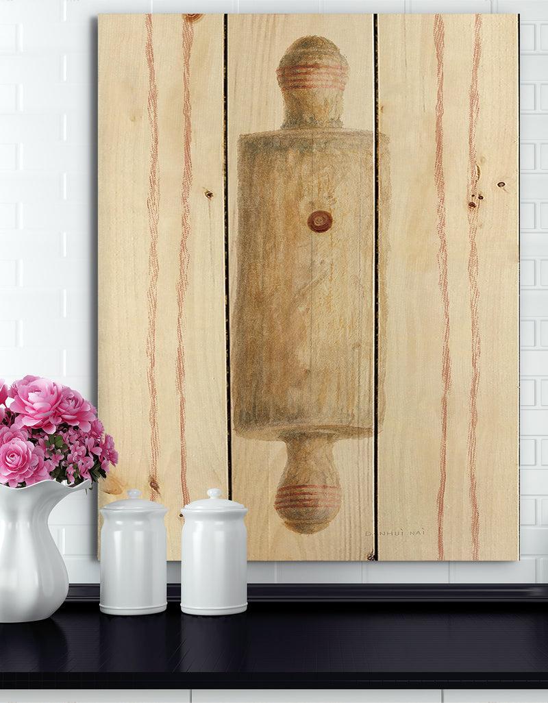 designq Farm Kitchen III - Kitchen Print on Natural Pine Wood