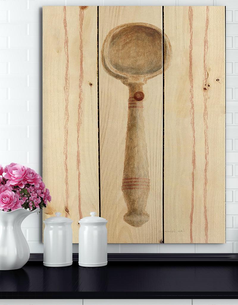 designq Farm Kitchen IV - Kitchen Print on Natural Pine Wood