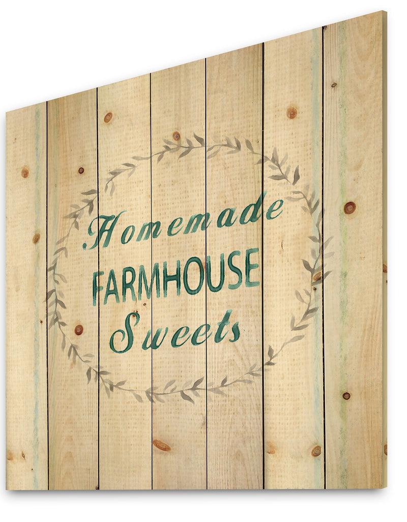 Designq Farmhouse Florals VIII - Farmhouse Print On Natural Pine Wood