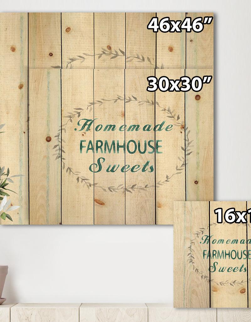 Designq Farmhouse Florals VIII - Farmhouse Print On Natural Pine Wood