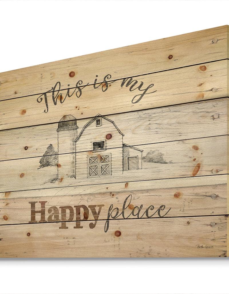 Designq Farmhouse Moment Barns - Farmhouse Print On Natural Pine Wood