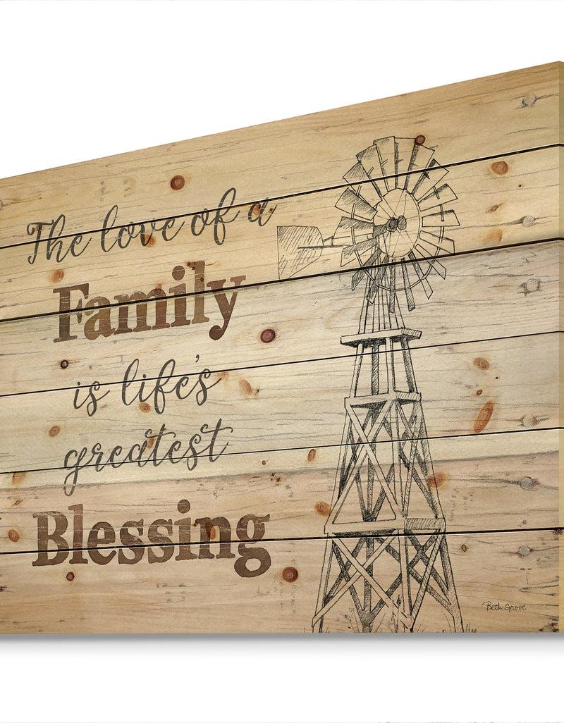 Designq Farmhouse Moment Windmills - Farmhouse Print On Natural Pine Wood
